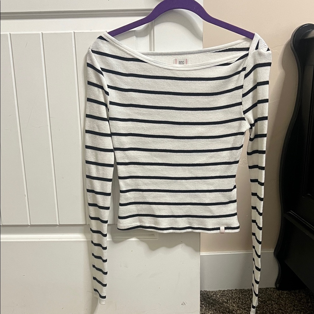 Striped Long Sleeve Top - White and Black